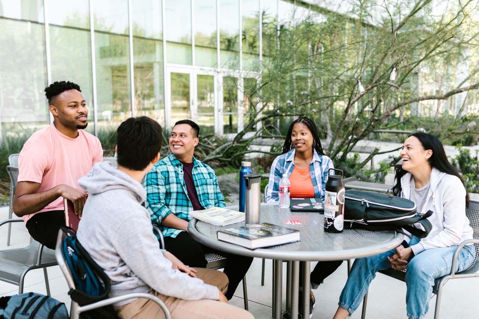 Students collaborating and learning together on campus