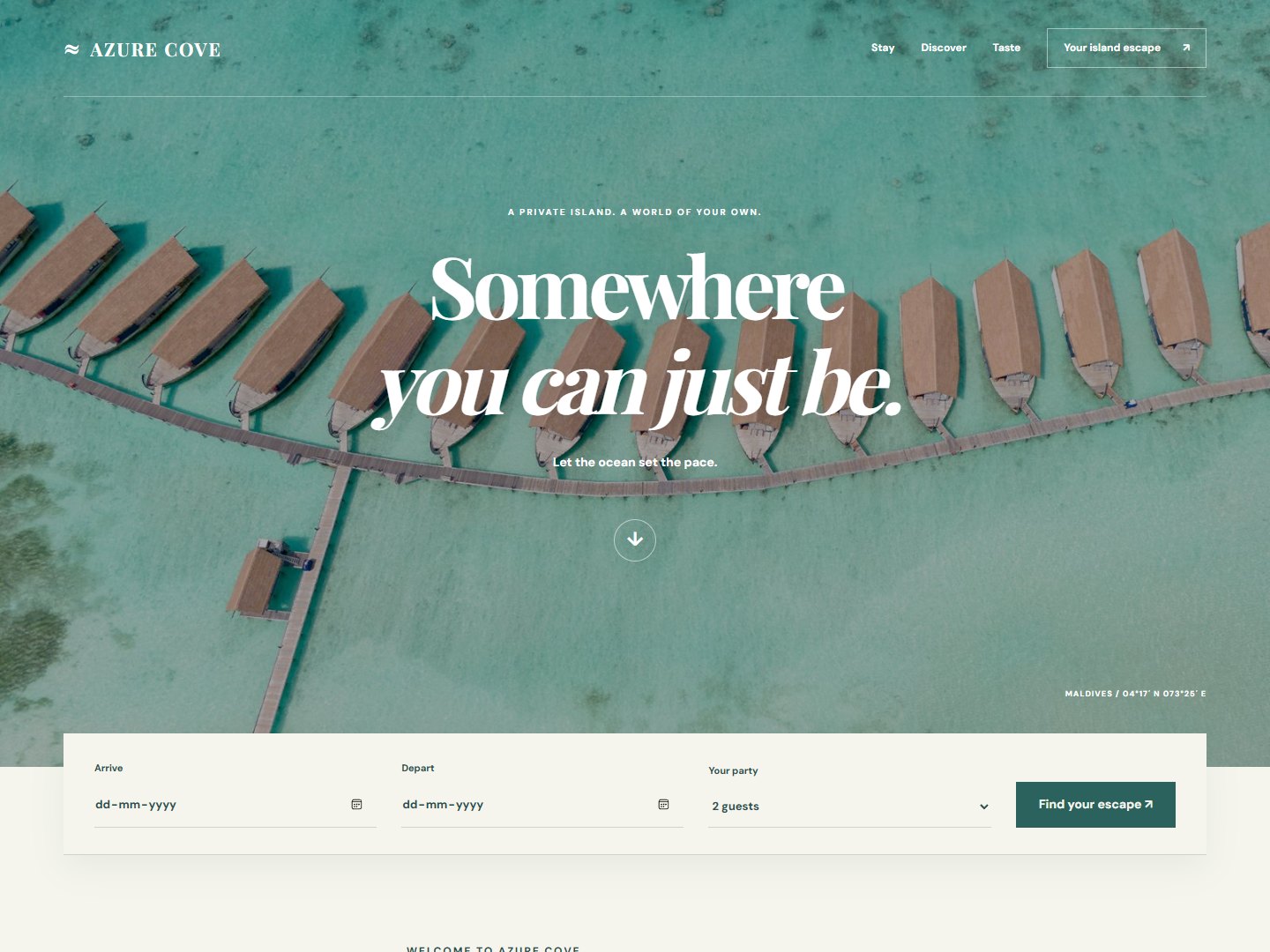 AZURE COVE website preview